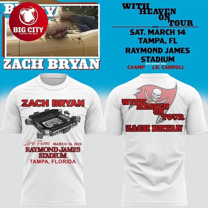 Zach Bryan X Tampa Bay Buccaneers With Heaven On Tour - Adult & Kids T-Shirts, Sweatshirts & Hoodies apparel design preview 1