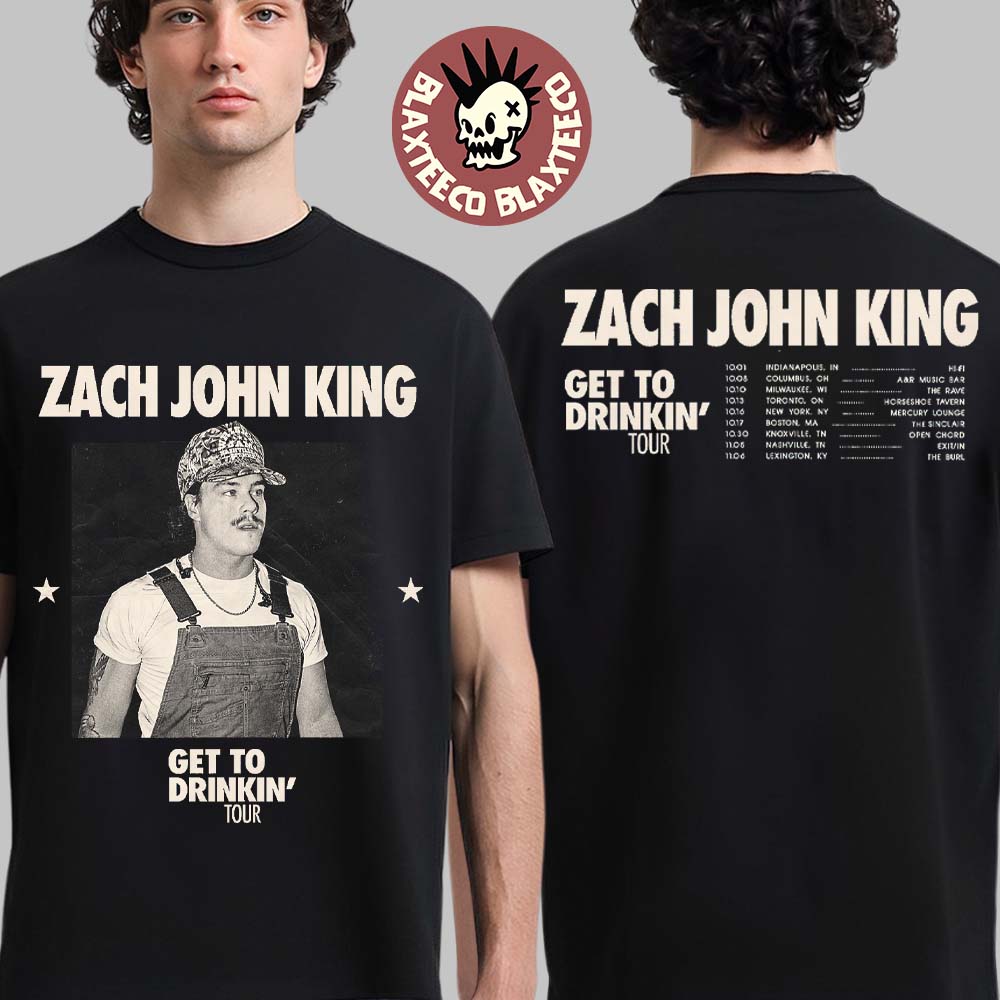 Zach John King Get To Drinkin' Tour 2026 North - Adult & Kids T-Shirts, Sweatshirts & Hoodies apparel design preview 1