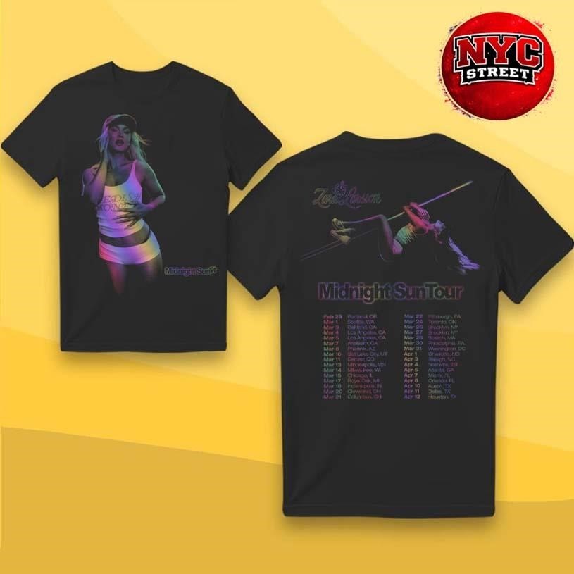 Zara Larsson Midnight Sun Tour 2026 Two Sided - Adult & Kids T-Shirts, Sweatshirts & Hoodies apparel design preview 1