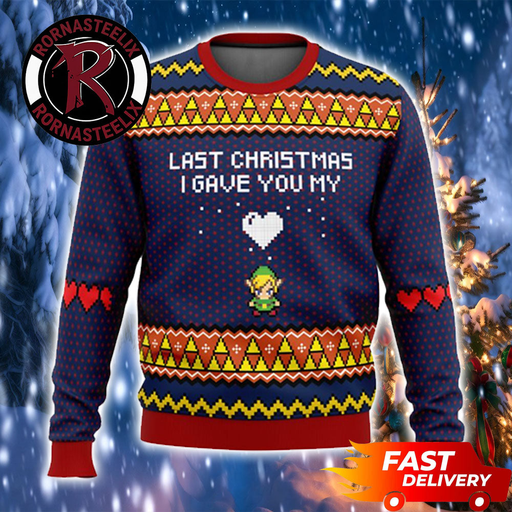 Zelda Nitendo Game Merry Christmas I Gave You My Heart Legend Of Zelda Ugly Christmas Sweater - Holiday Gift product image