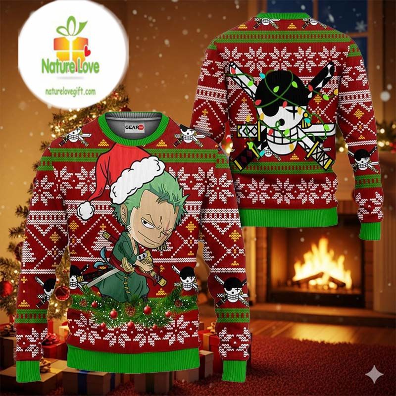 Zoro OP Anime Xmas Gifts One Piece Ugly Christmas Sweater - Holiday Gift product image