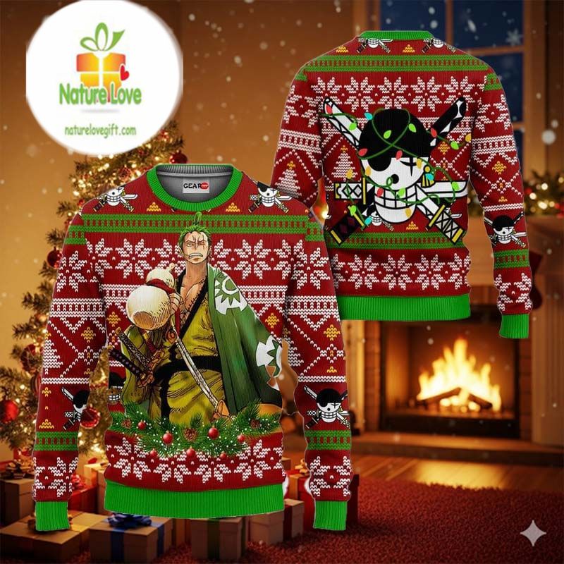 Zoro Wano Xmas One Piece Ugly Christmas Sweater - Holiday Gift product image