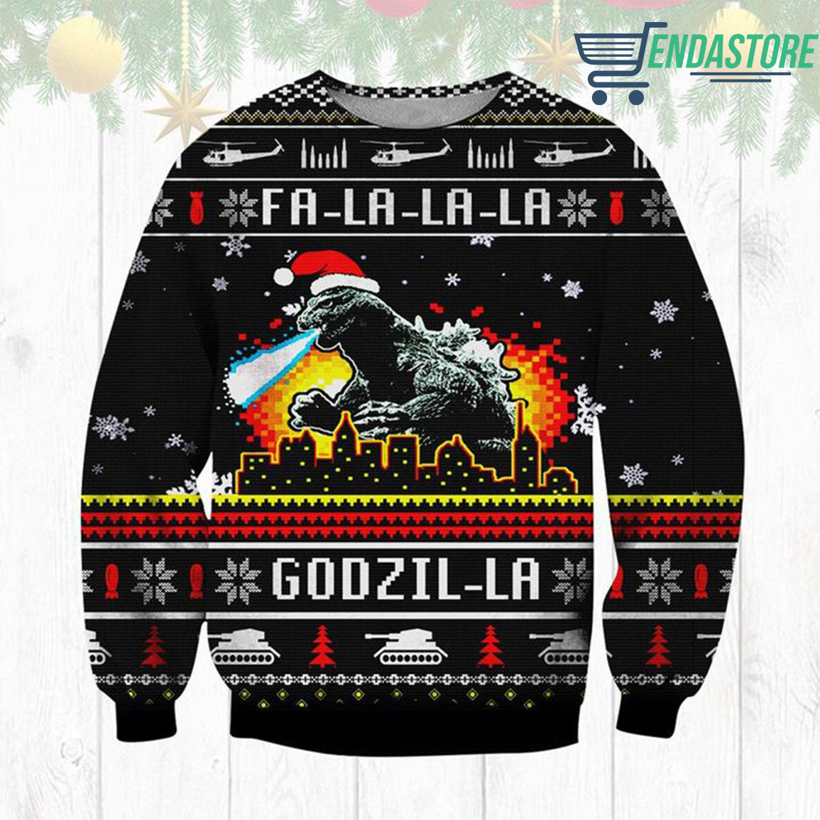 Fa la la la la Godzilla 3D Christmas Sweater - Holiday Gift product image