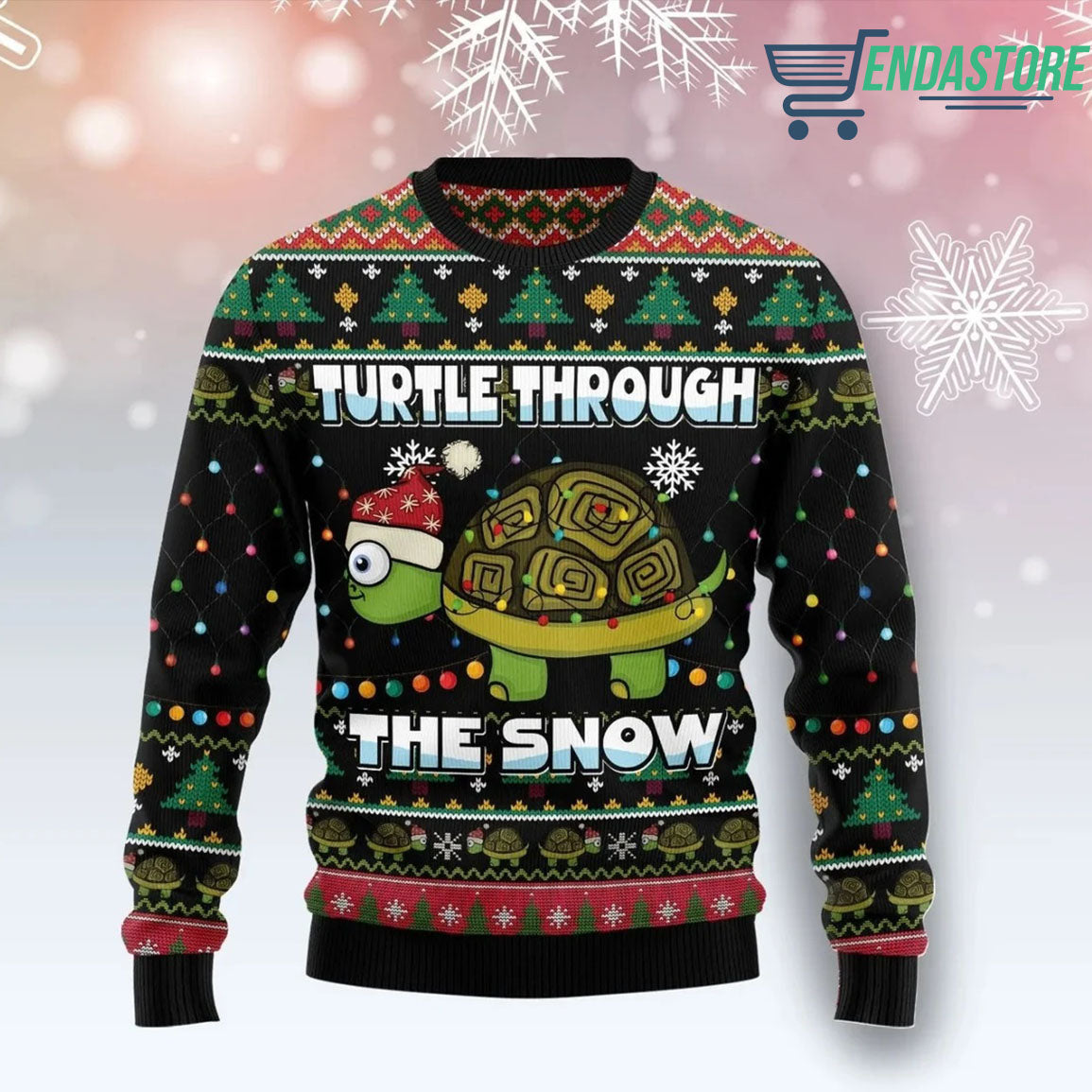 Turtle through the snow 3D Christmas Sweater - Holiday Gift product image