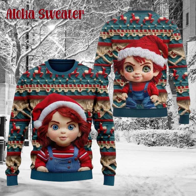 Chucky Wanna Play In Christmas Ugly Christmas Sweater - Holiday Gift product image 5