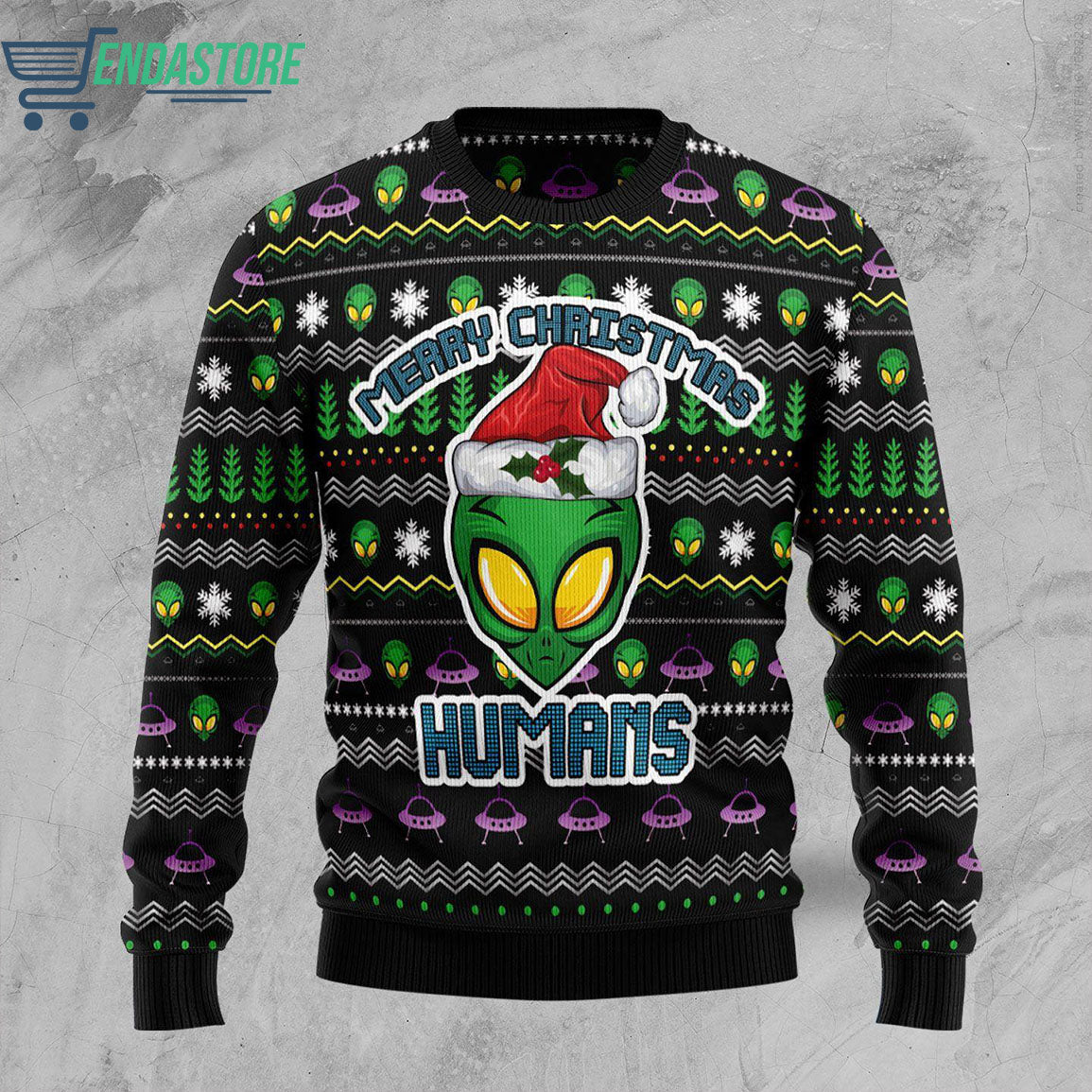 Santa alien merry christmas humans 3D Ugly Christmas Sweater - Holiday Gift product image