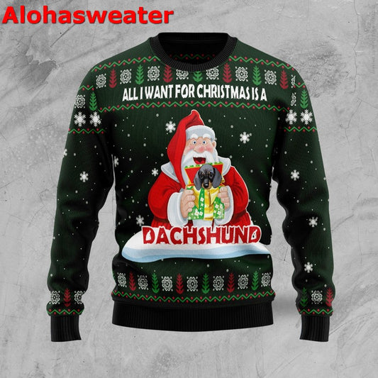 All i want for Chirstmas is a Dachshund Christmas Sweater - Holiday Gift product image