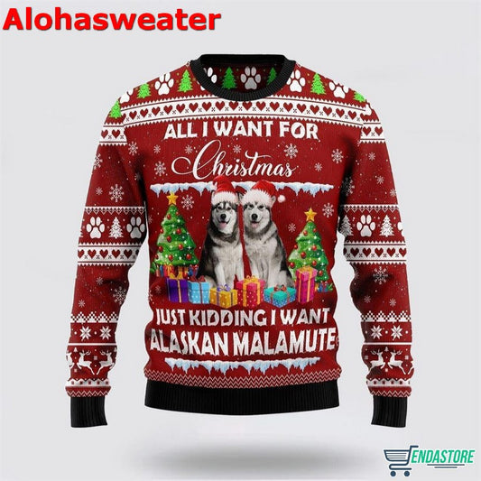 All I Want For Christmas is Alaskan Malamute Ugly Christmas Sweater - Holiday Gift product image