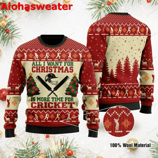 All i want for Christmas is more time for cricket Christmas Sweater - Holiday Gift product image