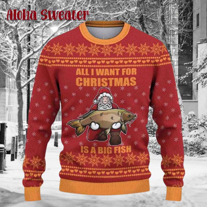 Bass Fish Men Love Fising Ugly Christmas Sweater - Holiday Gift product image 3