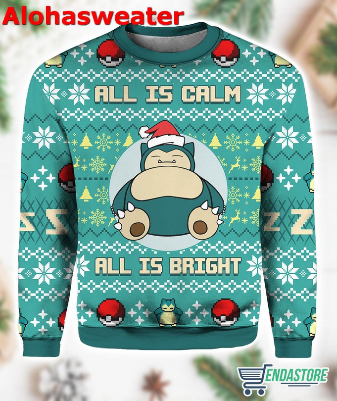 All Is Calm All Bright Snorlax Ugly Christmas Sweater - Gift Idea product image