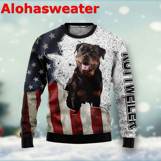 American Rottweiler Christmas Sweater - Holiday Gift product image