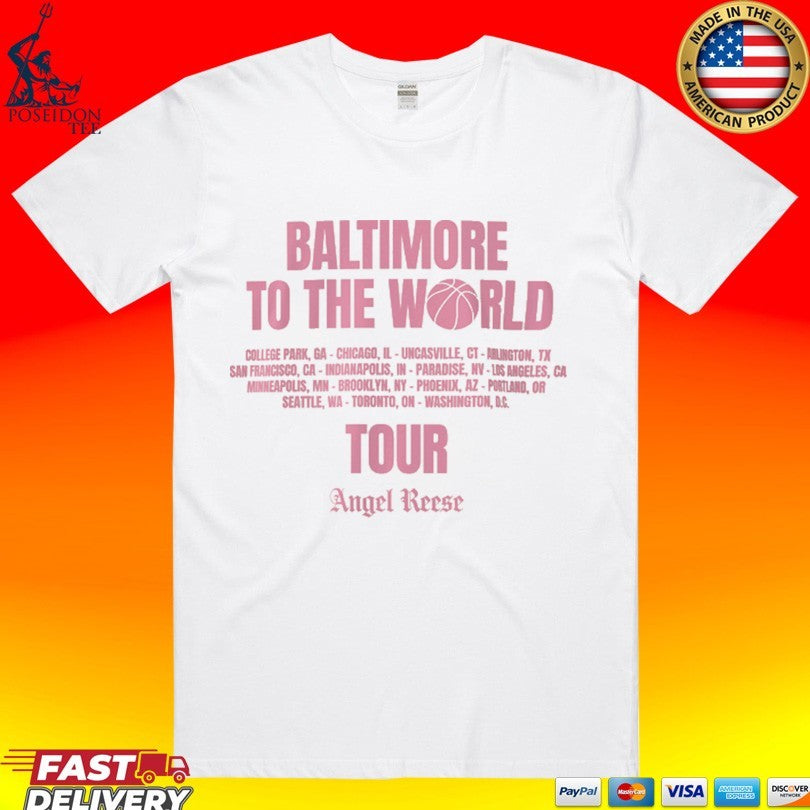Angel Reese Baltimore To The World Tour - Adult & Kids T-Shirts, Sweatshirts & Hoodies apparel design preview 1