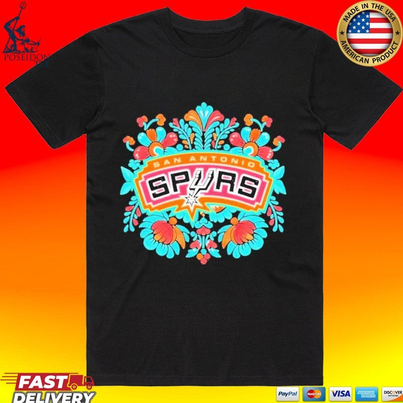 Antonio Spurs Fiesta Basketball Floral Nba Playoffs - Adult & Kids T-Shirts, Sweatshirts & Hoodies apparel design preview 1