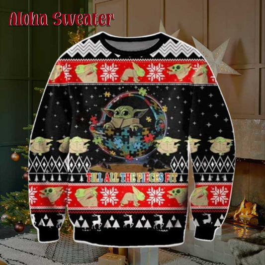 Autism Awareness Baby Yoda Ugly Christmas Sweater - Holiday Gift product image