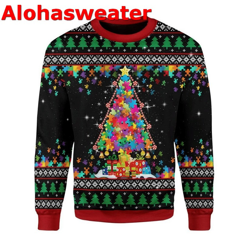 Autism Be Kind Christmas Tree Ugly Christmas Sweater - Holiday Gift product image 2