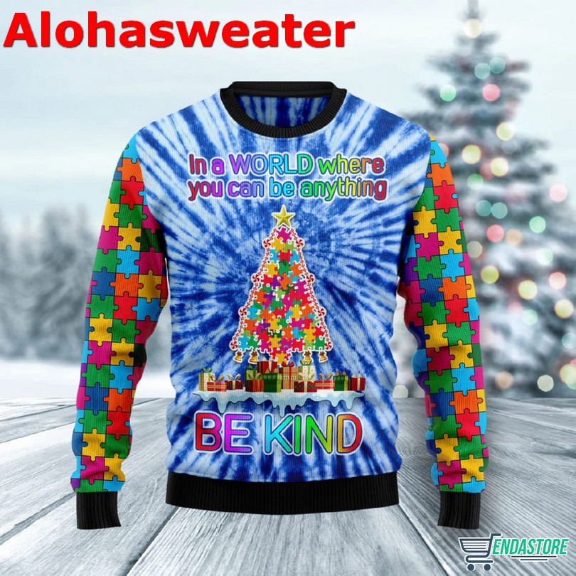 Autism Be Kind Christmas Tree Ugly Christmas Sweater - Holiday Gift product image