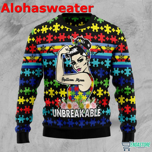 Autism Mom UnBreakable Ugly Christmas Sweater - Holiday Gift product image