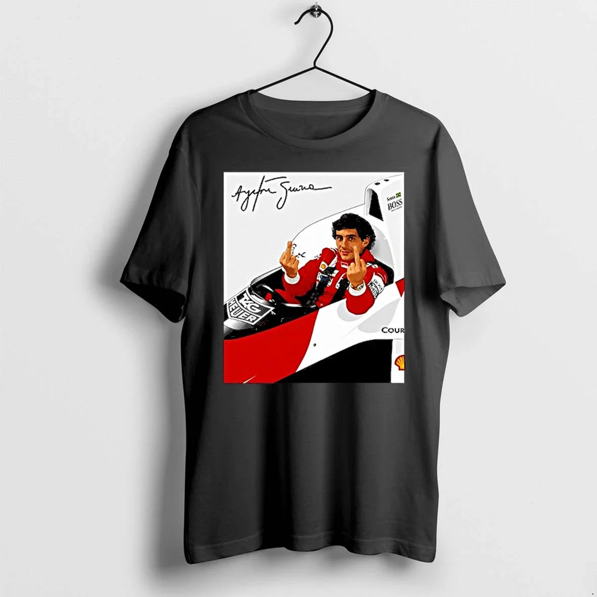 Ayrton Senna Middle Finger Signature Meme 0 Sweater - Adult & Kids T-Shirts, Sweatshirts & Hoodies apparel design preview 1