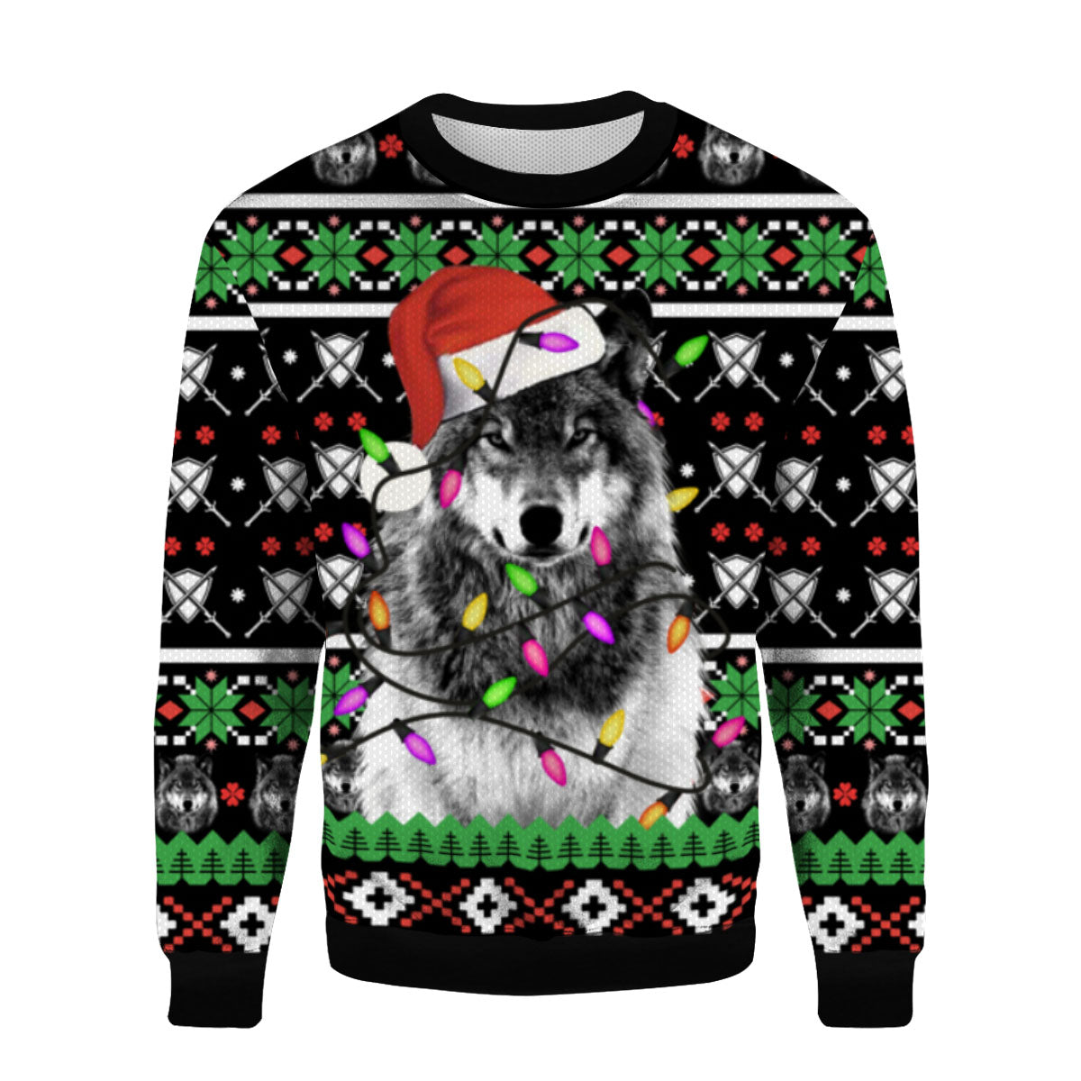 Wolf Santa 3D Ugly Christmas Sweater - Holiday Gift product image