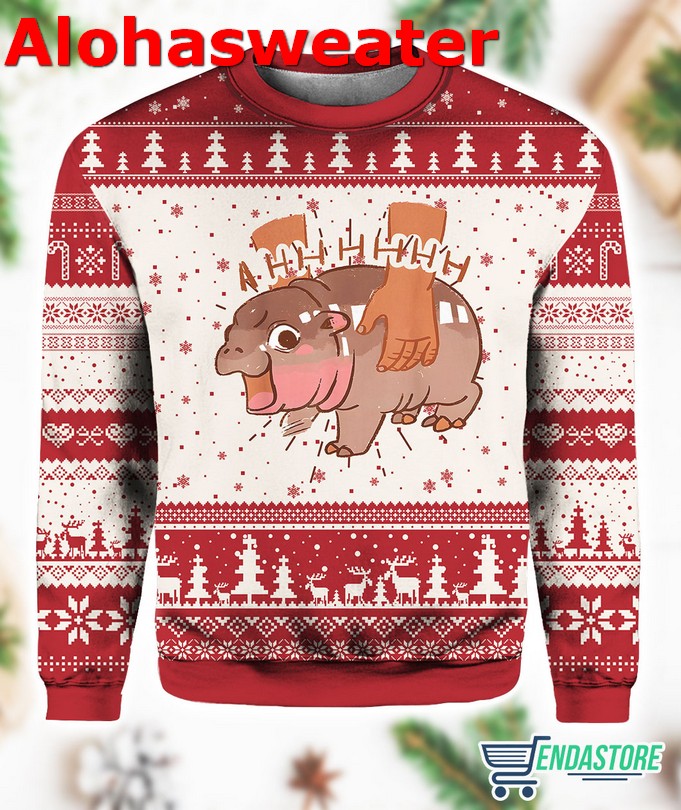 Baby Hippo Moo Deng Ugly Christmas Sweater - Holiday Gift product image