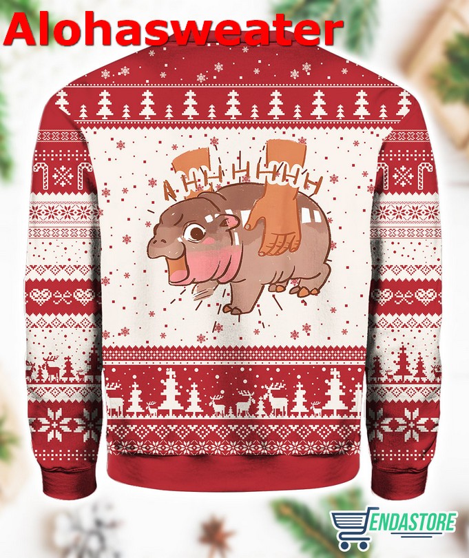 Baby Hippo Moo Deng Ugly Christmas Sweater - Holiday Gift product image 2