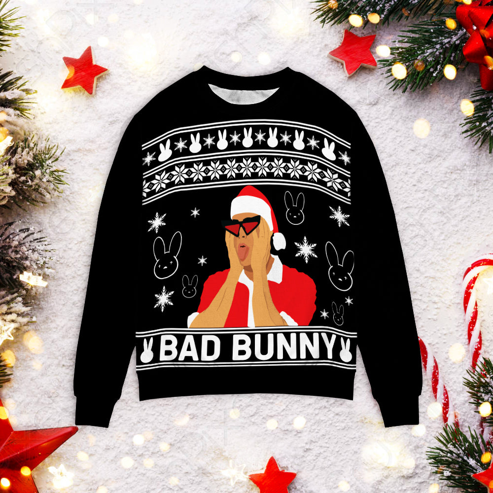 Bad bunny 3D Christmas Sweater - Holiday Gift product image