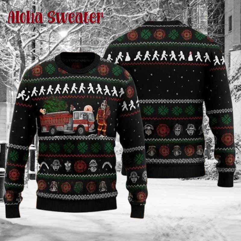 Christmas Firefighter Fire Department Ugly Christmas Sweater - Holiday Gift product image 5