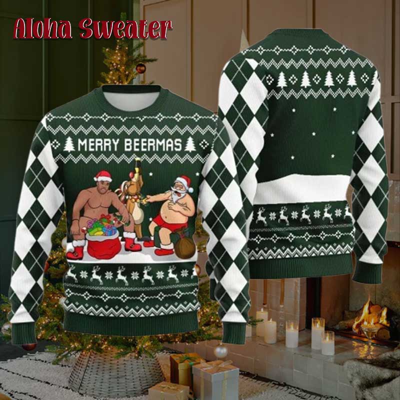 Barry Wood And Santa Beermas Ugly Christmas Sweater - Holiday Gift product image