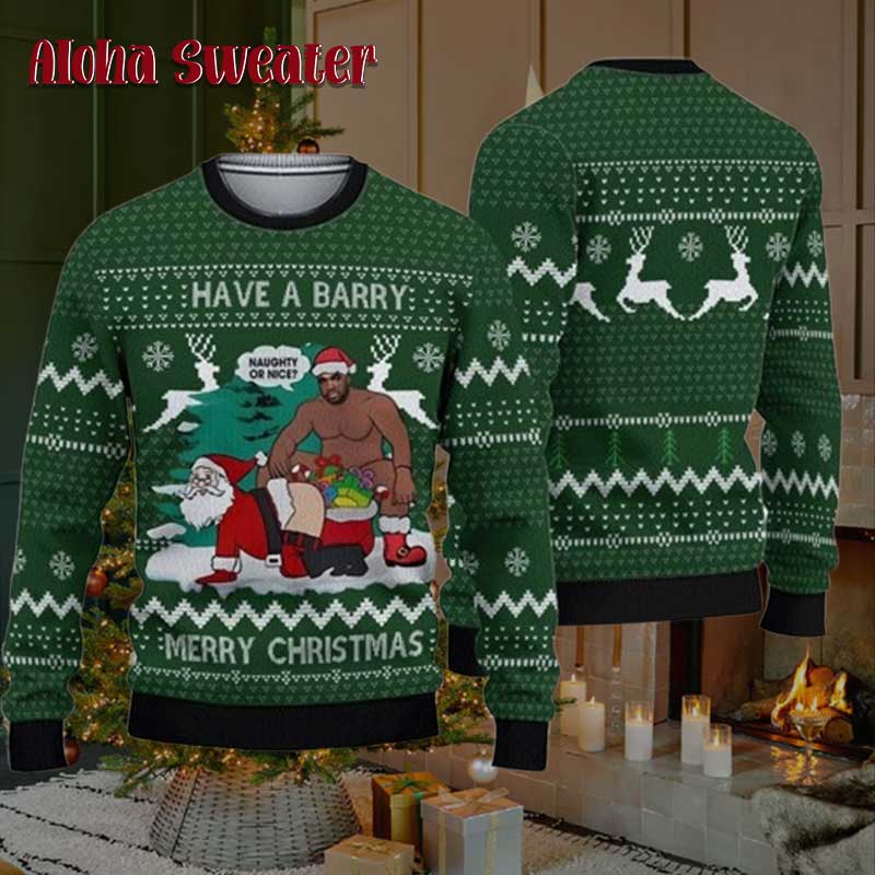 Barry Wood And Santa Beermas Ugly Christmas Sweater - Holiday Gift product image 3