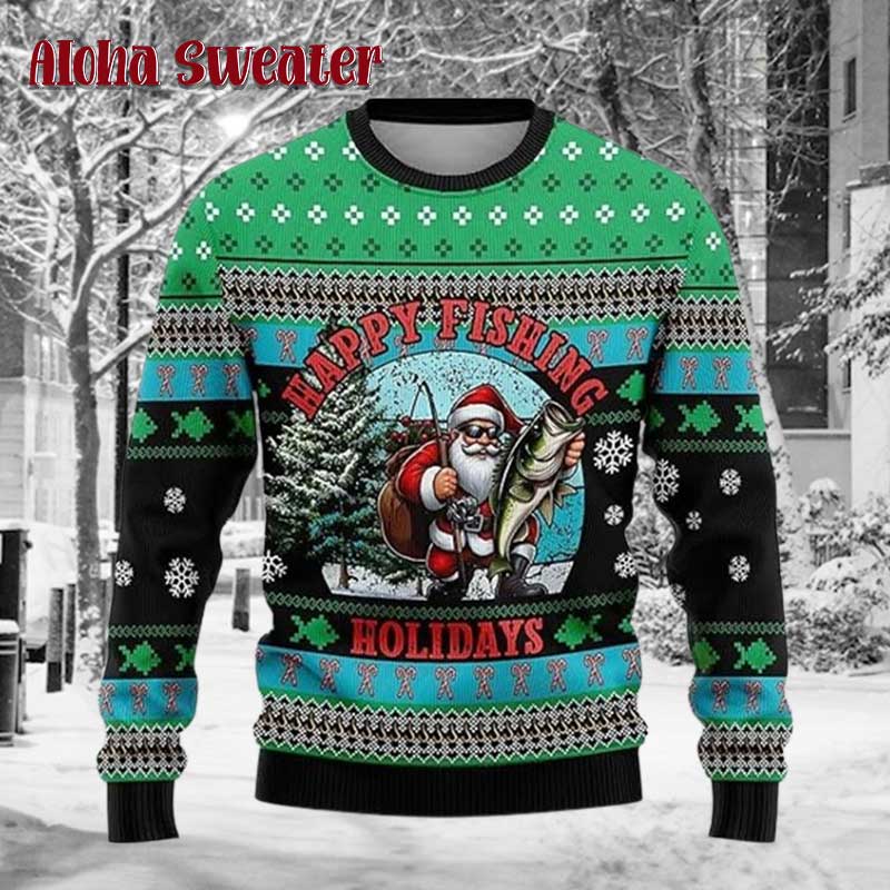 Bass Fish Men Love Fising Ugly Christmas Sweater - Holiday Gift product image