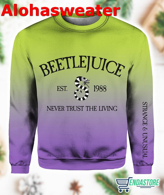 Beetlejuice Never Trust The Living Halloween Horror Ugly Christmas Sweater - Gift Idea product image