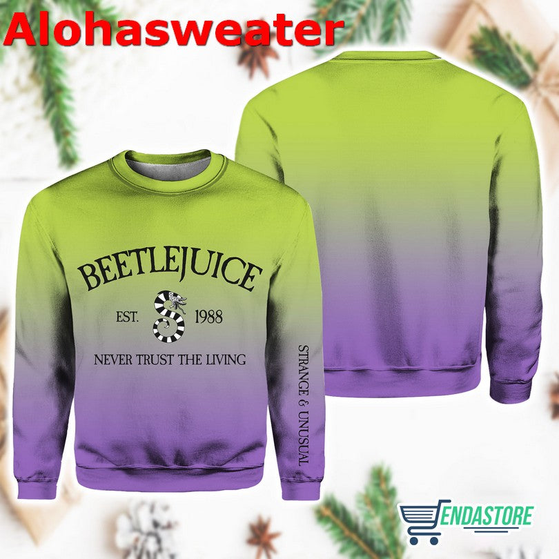 Beetlejuice Never Trust The Living Halloween Horror Ugly Christmas Sweater - Gift Idea product image 3