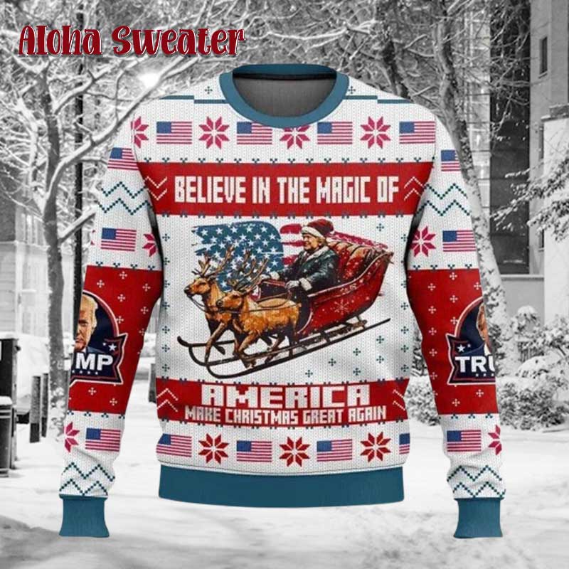 Trump Believe Me Verry Merry Really Terrific Ugly Christmas Sweater - Holiday Gift product image 2