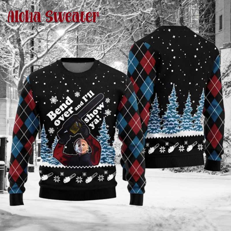 Horror Characters Jason Voorhees Michael Myers Ugly Christmas Sweater - Holiday Gift product image 5