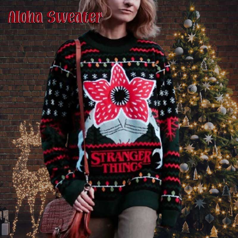 Up Side Down World Stranger Things Ugly Christmas Sweater - Holiday Gift product image 5