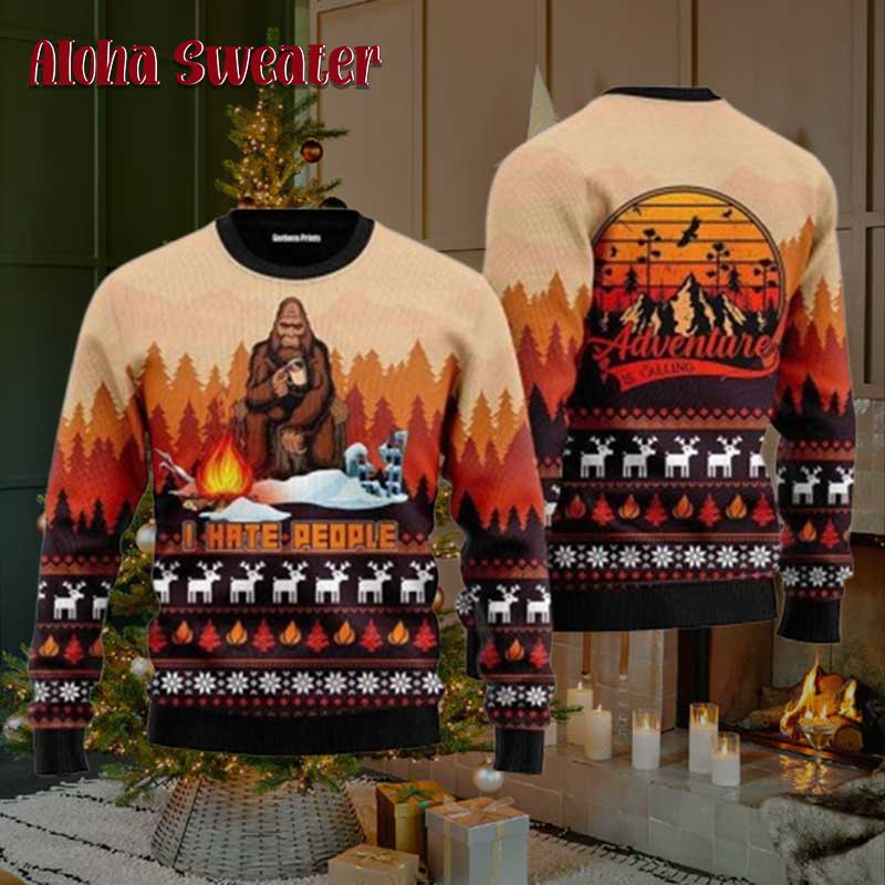 Bigfoot Camping Suit Ugly Christmas Sweater - Holiday Gift product image 3