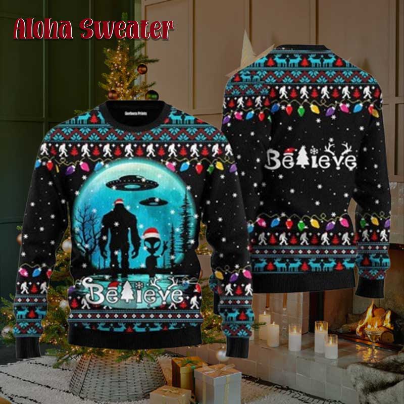 Bigfoot Camping Suit Ugly Christmas Sweater - Holiday Gift product image 2
