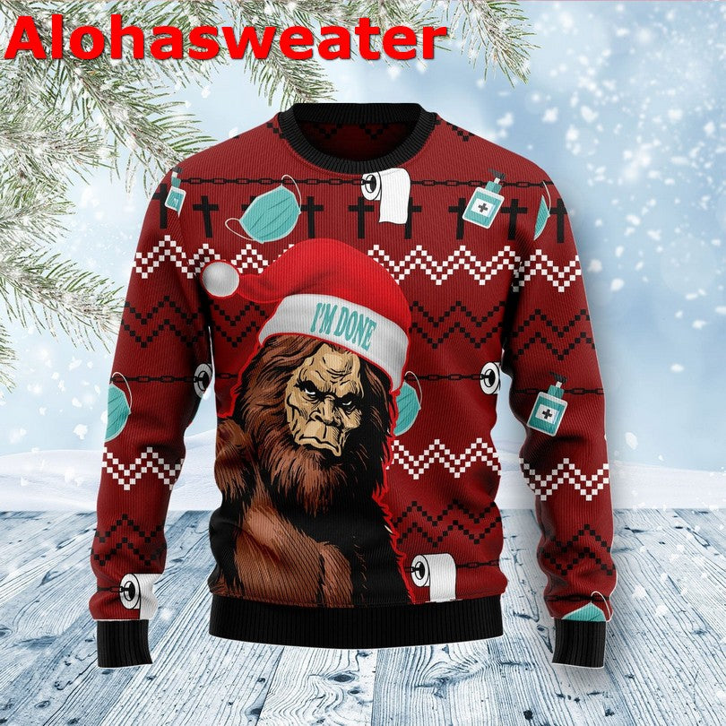 Bigfoot I’m Done Christmas Sweater - Holiday Gift product image