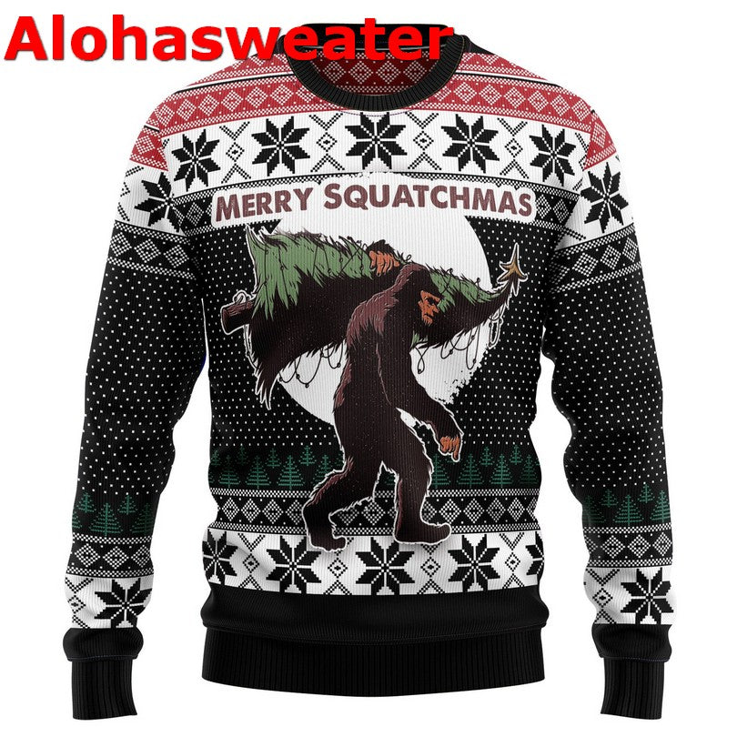 Bigfoot squatchmas Pinetree Christmas Sweater - Holiday Gift product image