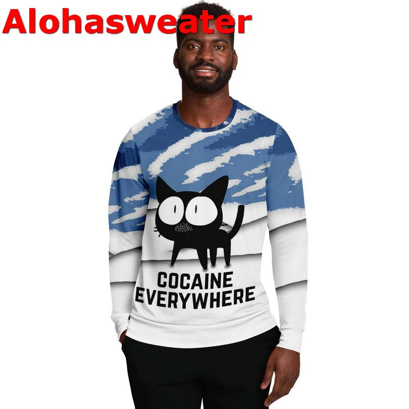 Black cat cocaine everywhere Christmas Sweater - Holiday Gift product image 3