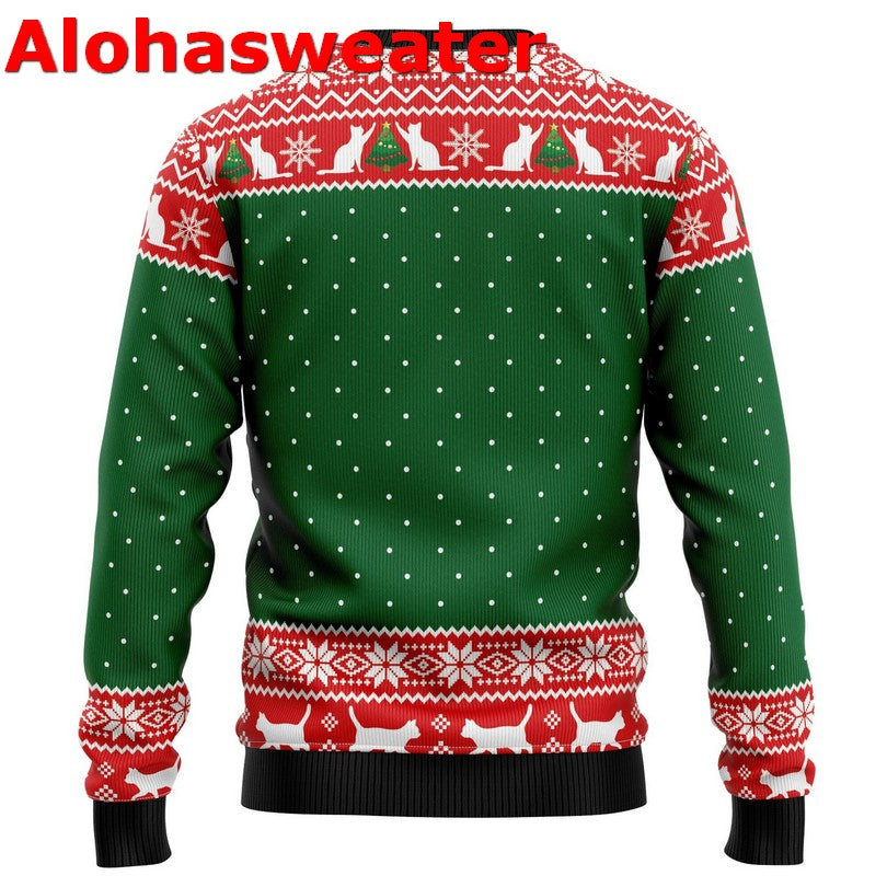 Black cat drink coffee Christmas Sweater - Holiday Gift product image 2