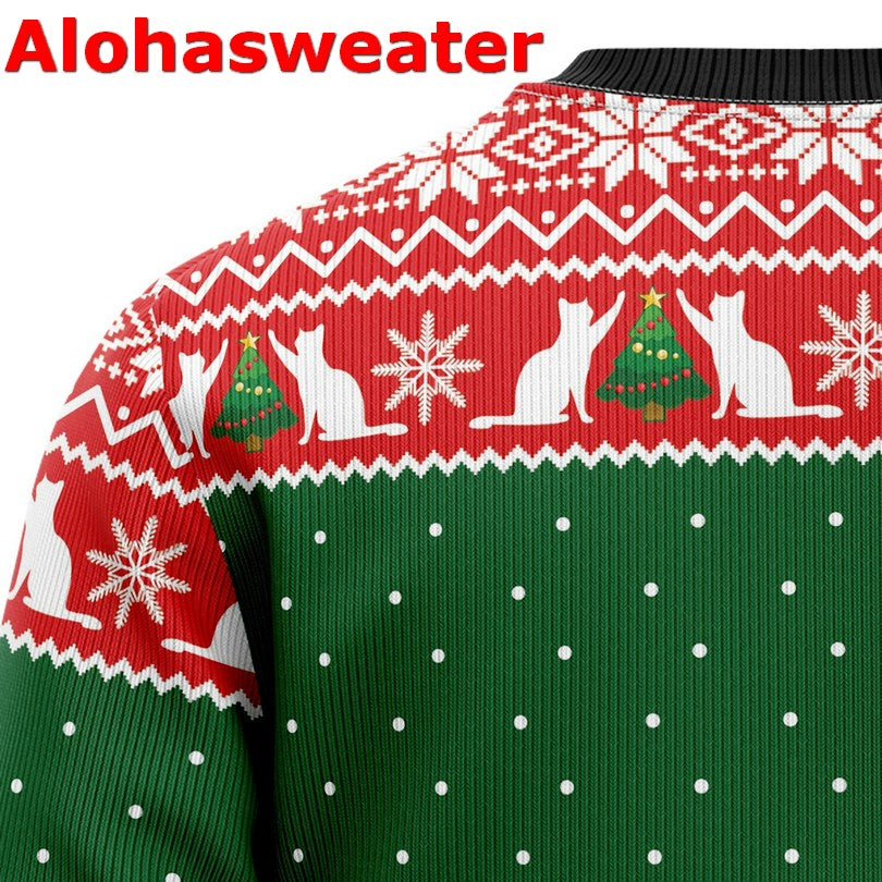 Black cat drink coffee Christmas Sweater - Holiday Gift product image 3