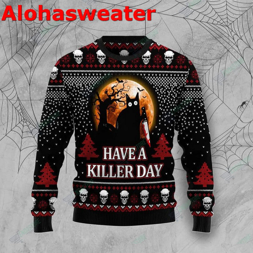 Black cat cocaine everywhere Christmas Sweater - Holiday Gift product image 4