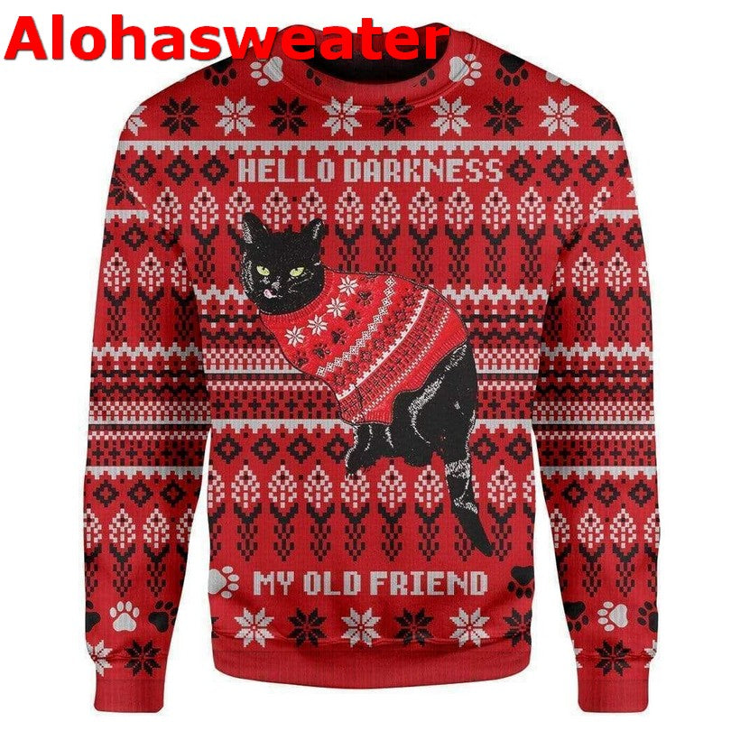 Black Cat Falalala Ugly Christmas Sweater - Holiday Gift product image 2
