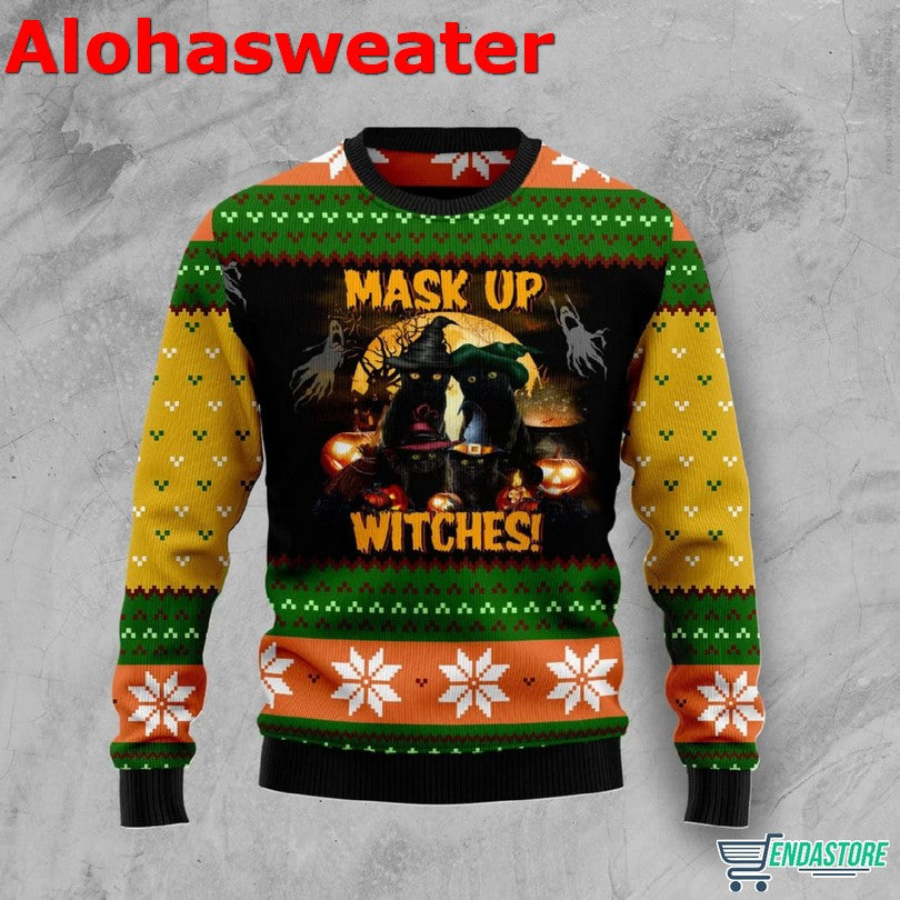 Black cat drink coffee Christmas Sweater - Holiday Gift product image 5