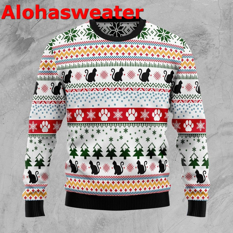Black Cat pattern Christmas Sweater - Holiday Gift product image