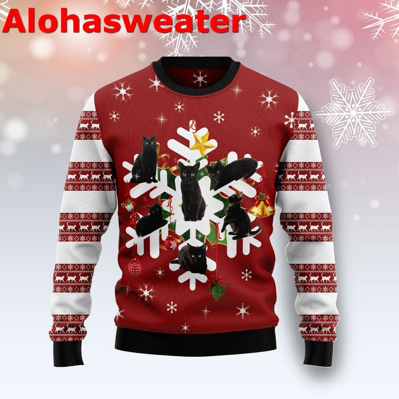 Black Cat Shut The Fucupcakes Ugly Christmas Sweater - Gift for Animal Lovers product image 2