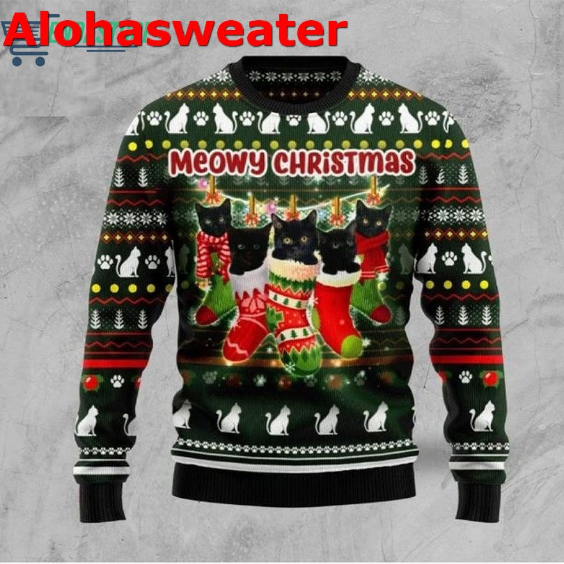Black Cat What Christmas Ugly Christmas Sweater - Holiday Gift product image 3