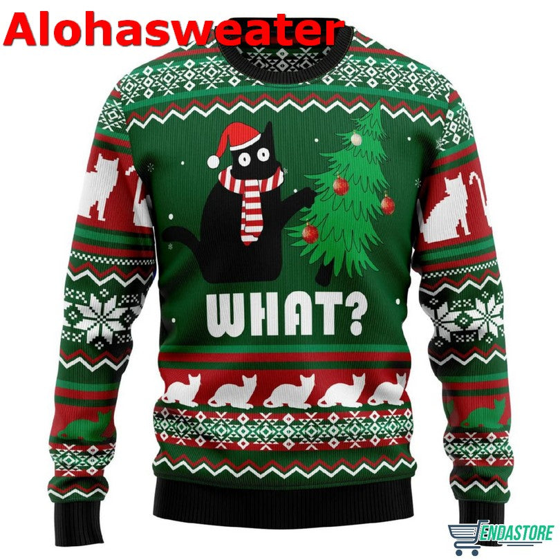 Black Cat What Christmas Ugly Christmas Sweater - Holiday Gift product image